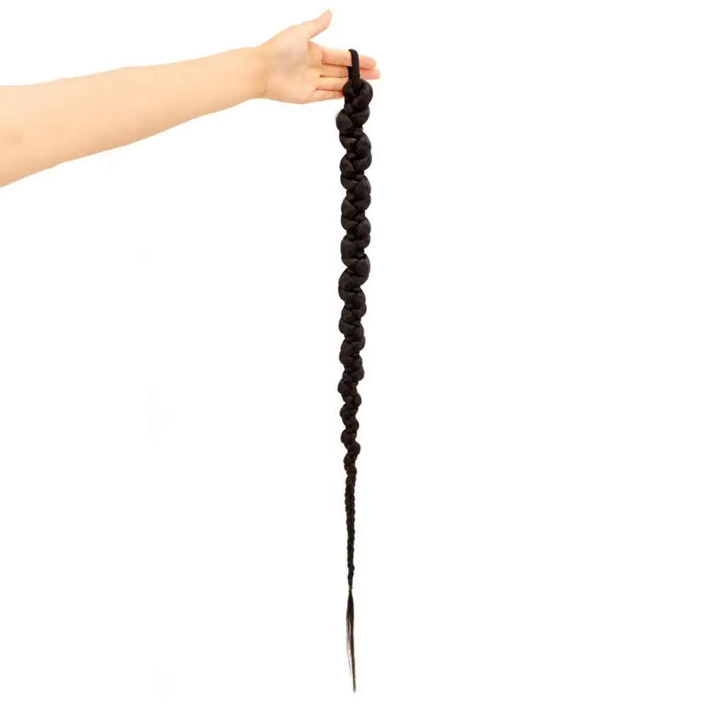Women Wig Realistic Smooth Soft Natural High Stretch Hairband Hair Styling Increase-hair Volume Long Boxing Braid Pigtail Wig