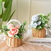 Wedding Woven Storage Basket with Handle and Ribbon Wicker Rattan Flower Basket for Wedding Birthday Party Home Garden Decor 6