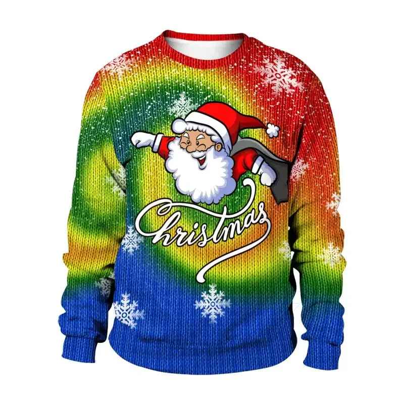 Men Sweatshirts Ugly Christmas Tracksuit Men Crewneck Pullover Cartoon Graphic Sweatshirts Couple Streetwear Autumn Men Clothing