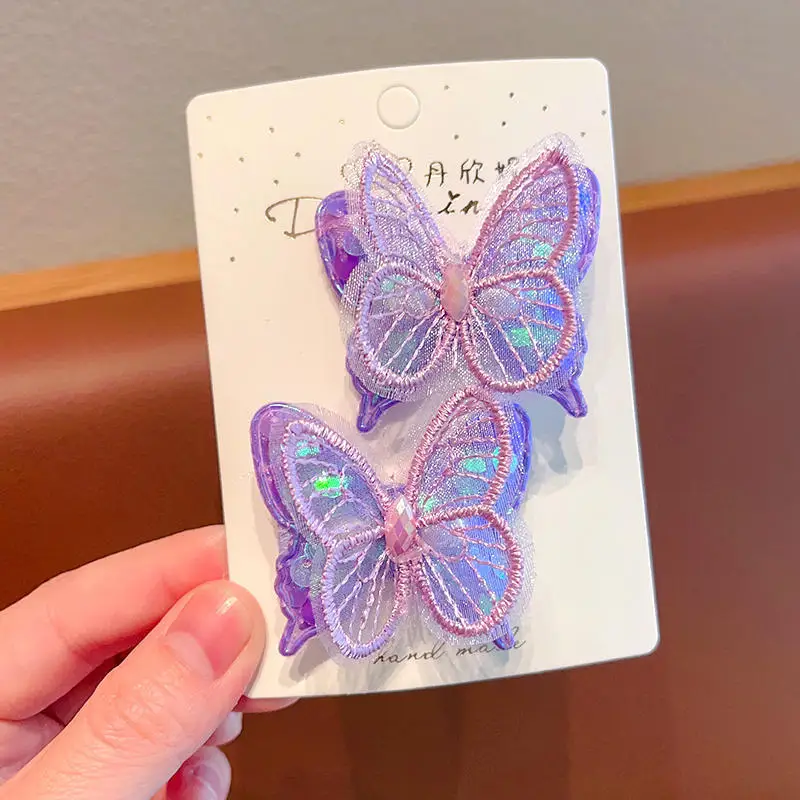 2 Stück neue Pailletten Schmetterling süße Mädchen binden einen Pferdes chwanz Kinder elastische Haar bänder Haarschmuck Kinder Haar gummis Baby Kopf bedeckung – Detail 3