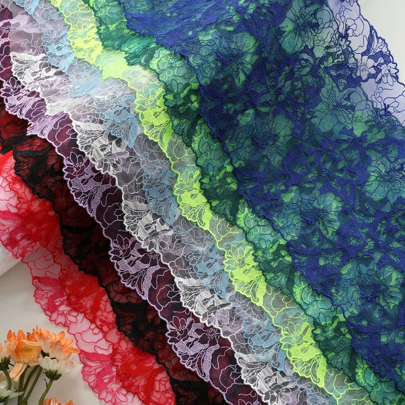 Description Picture 2 of item2Meters Colorful Embroidery Lace trim Skirt Hem Underwear Sewing Craft DIY Apparel Fabrics Lace Lingerie