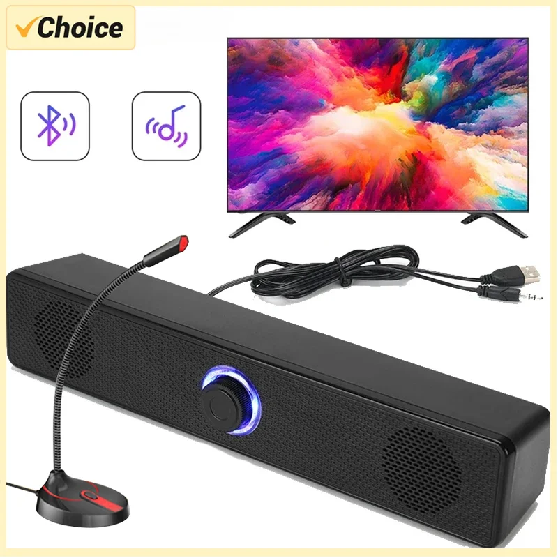 4D Computer Speaker Bar Stereo Sound Subwoofer Bluetooth Speaker Macbook Laptop Notebook PC Music Player Loudspeaker With Mic bluetooth speaker computer speaker