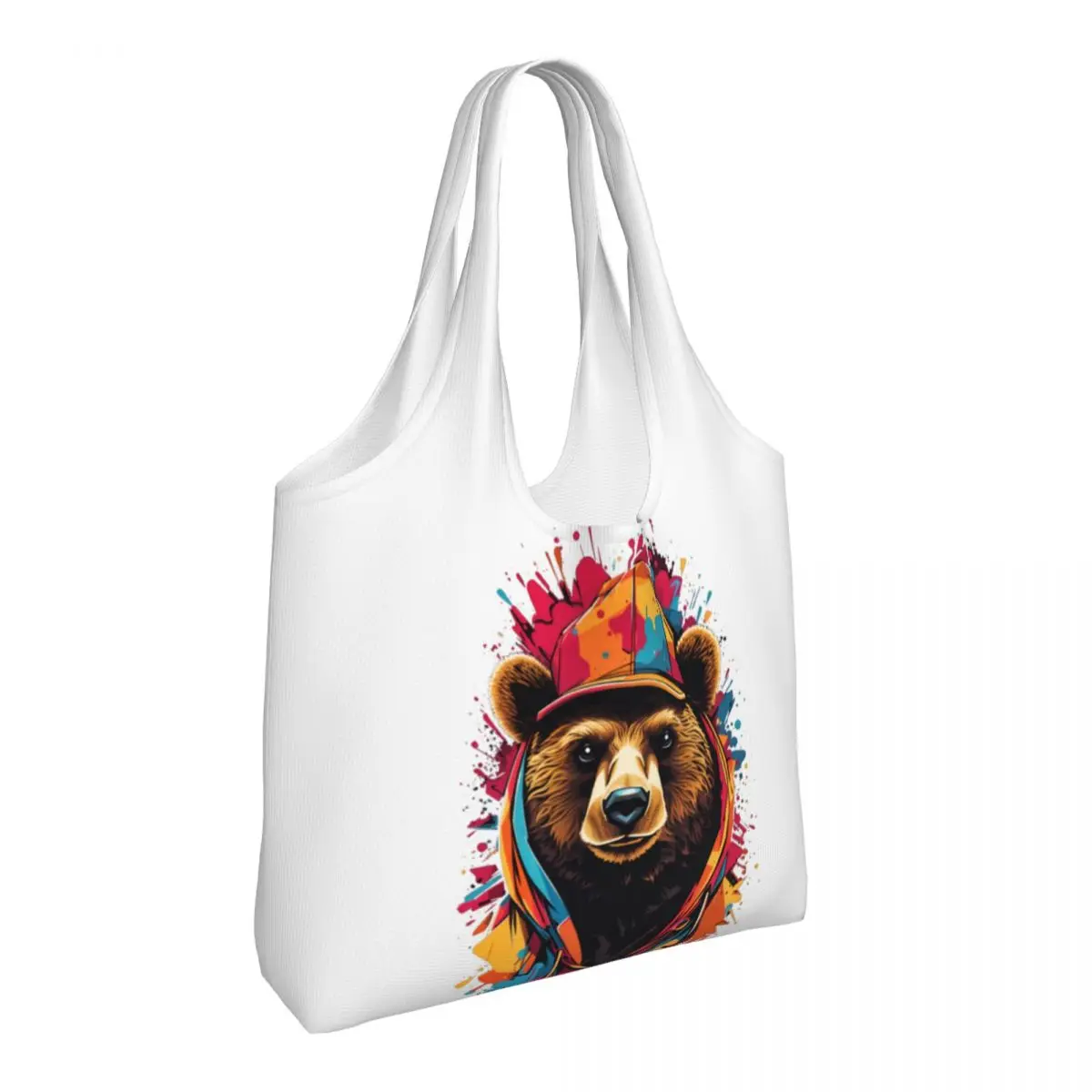 

Graffiti Style Bear Shopper Bag Urban Growl Street Art Print Shoulder Bag Female Y2k Tote Bag Cloth Streetwear Woman Handbags