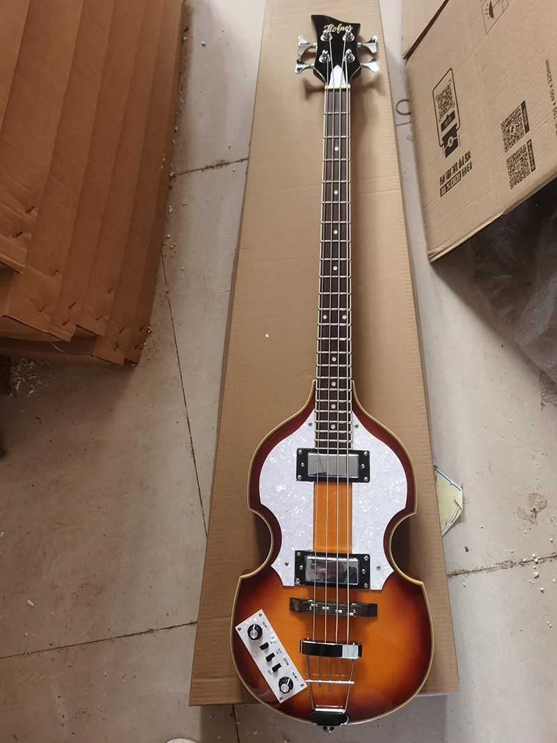 Left Hand BB2 Double White Pearl Guard BASS High Quality Guitar BASS In Stock Ping