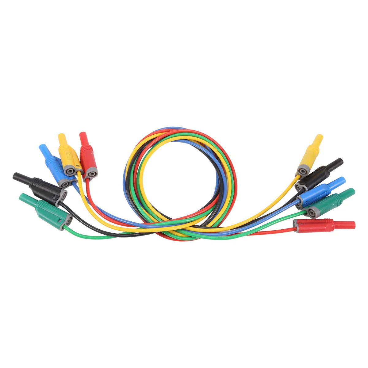 

5PCS Banana Plug Silicone Test Leads 4mm Fully Insulated Safety Shrouded Stackable Banana Plug Soft Cable
