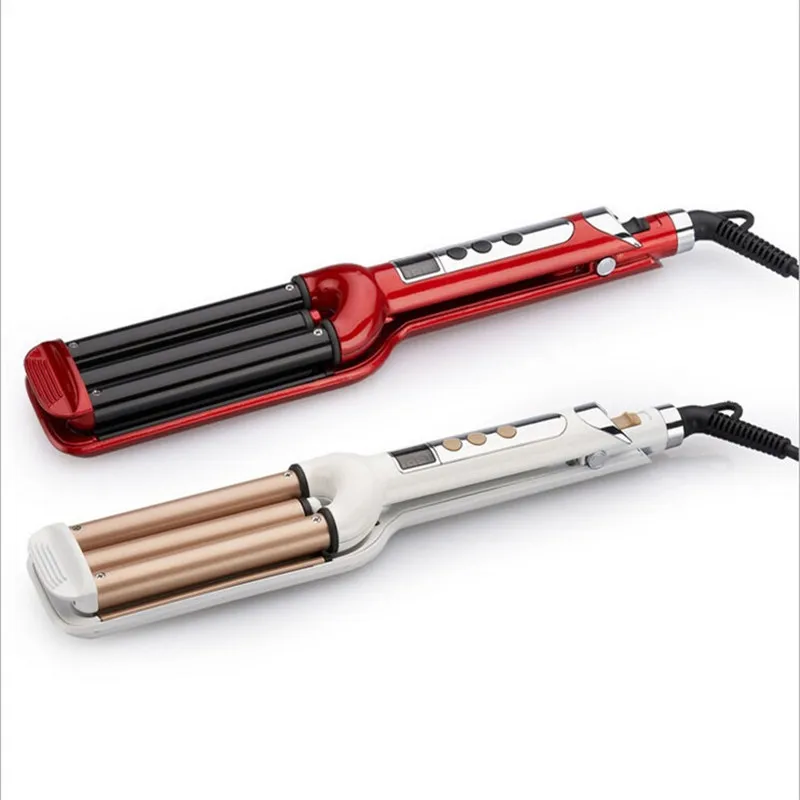 Pear flower head three tube curling iron for curly hair with LCD temperature display professional hair styler curlers