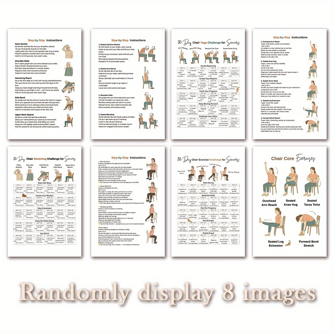 30-Dagen Stoel Yoga Gids voor Senioren boven 60: 40+ Lage Intensiteit Oefeningen Kracht & Balans Herstel Yoga Workout Gids