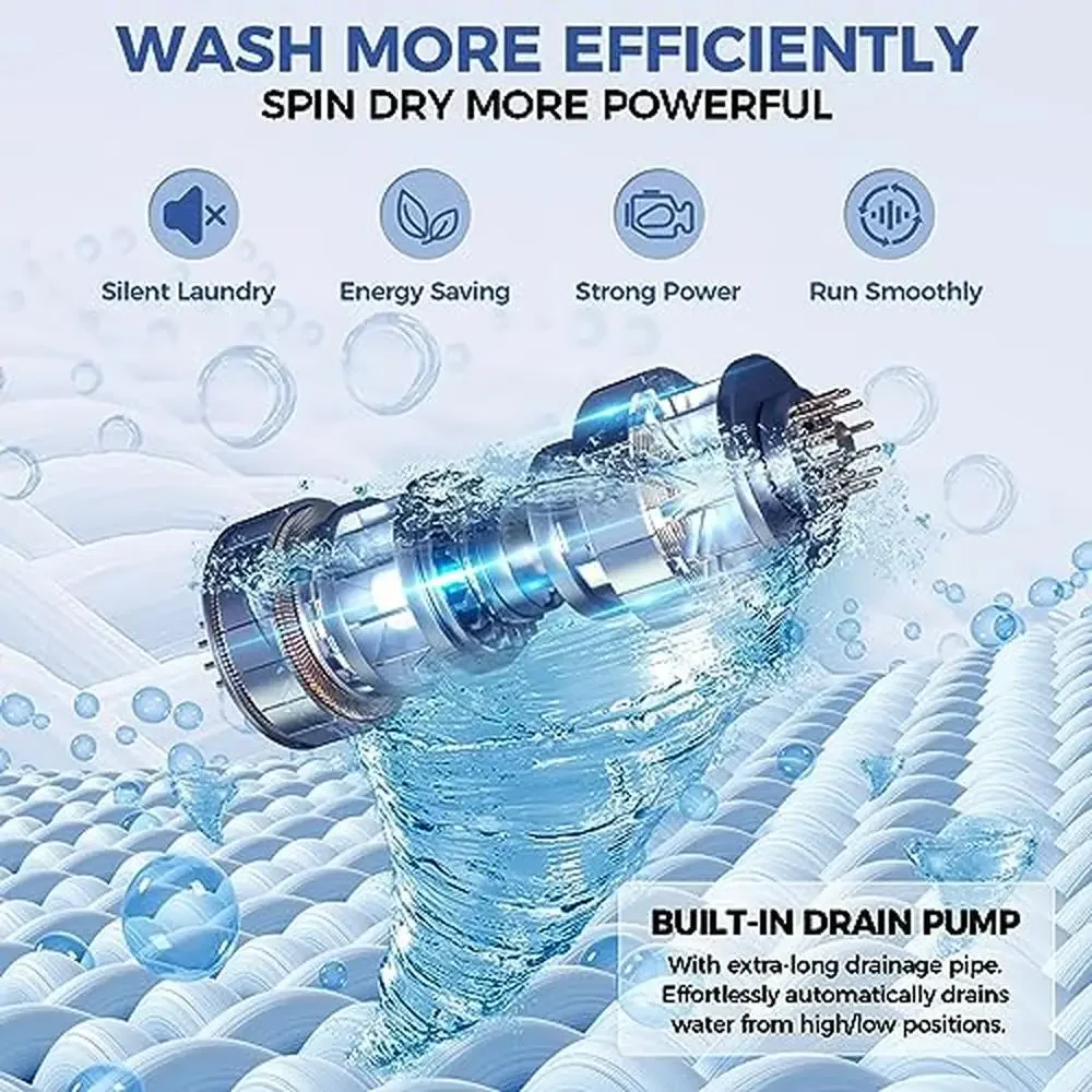 20Lbs Capacity Full-Automatic Portable Washer and Dryer Combo 2.8Cu.ft with Drain Pump Versatile Control Panel Turbo Wash 4