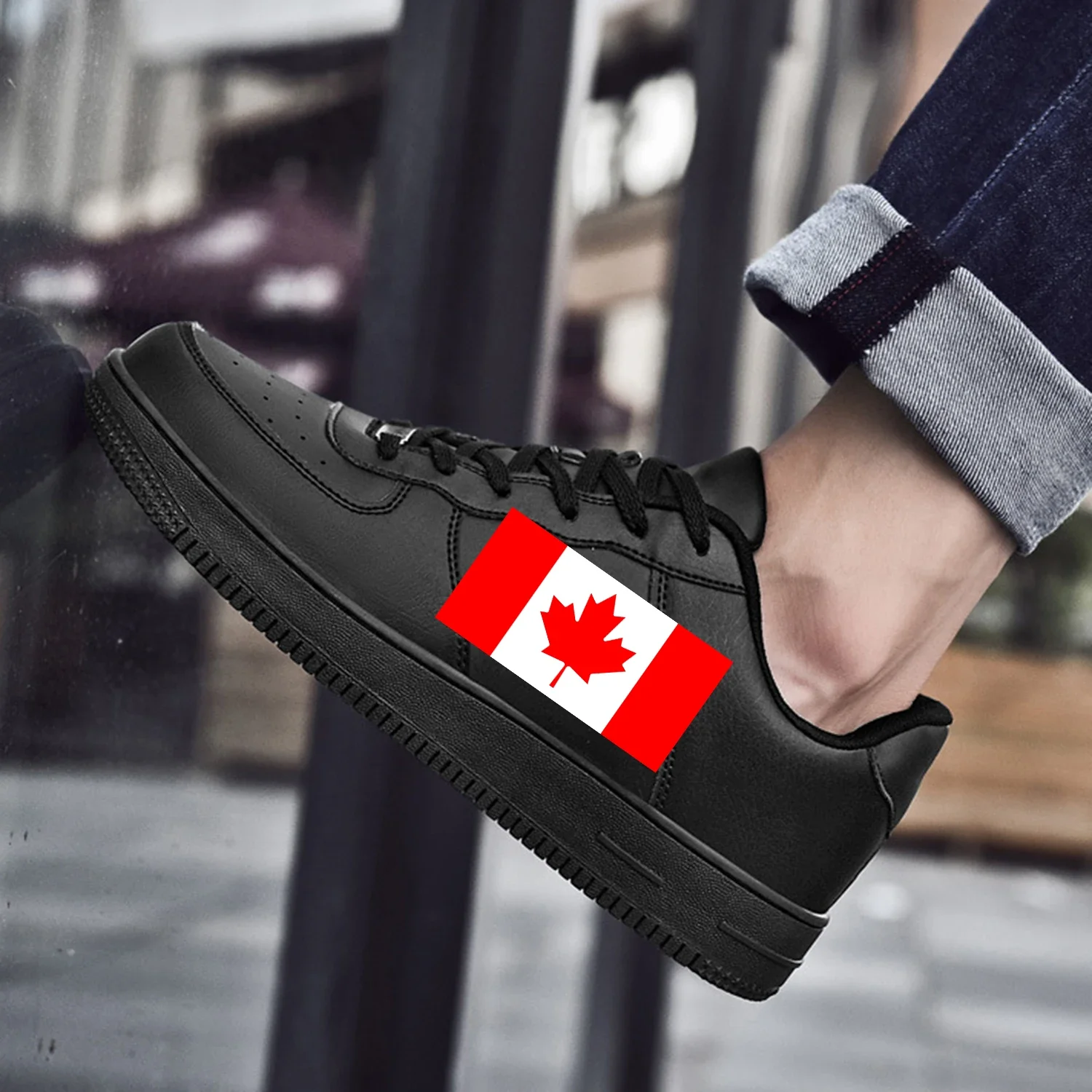 

Canadian Flag AF Basketball Mens Womens Sports Running High Quality Flats Force Sneakers Lace Up Mesh Customized Made Shoe DIY