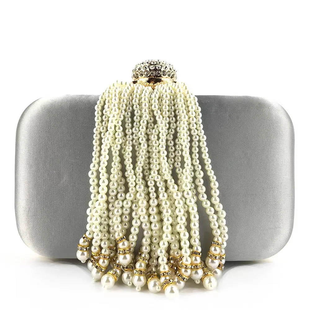Fashion Diamond Pearl Tassel Evening Bags Dinner Prom Party Handbag Small Clutch For Women Trendy Classic Clutch Shoulder Bags