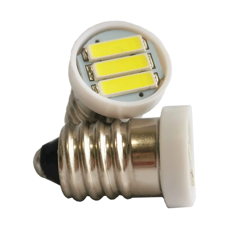 

100pcs E10 LED DC12V 24V Car Instrument Warning Signal Indicator License Plate Light Bulb Auto Screw Lamp 3SMD 7020 White