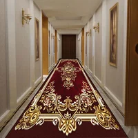 European Retro Floral Long Corridor Carpet Washable Runner Stairway Rug Luxury Aisle Long Corridor Non-slip Mat Customizable 1