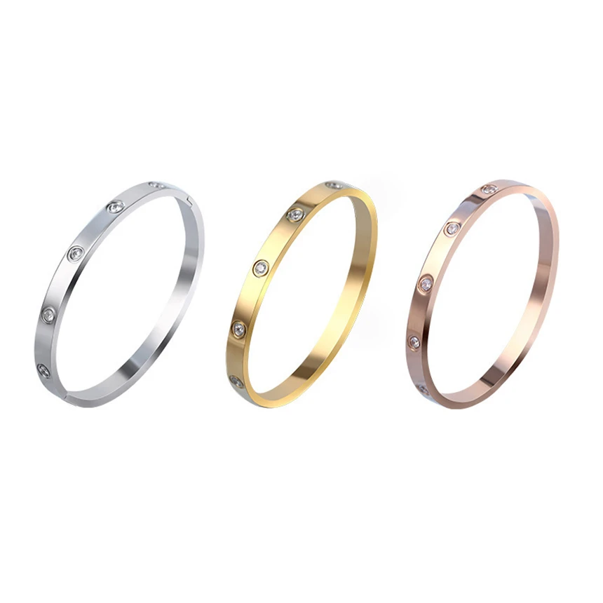 316L Stainless Steel Simplicity Generous Zircon Bracelet Ladies Fashion Trend High Jewelry Accessories Party Gift SAB1390 6