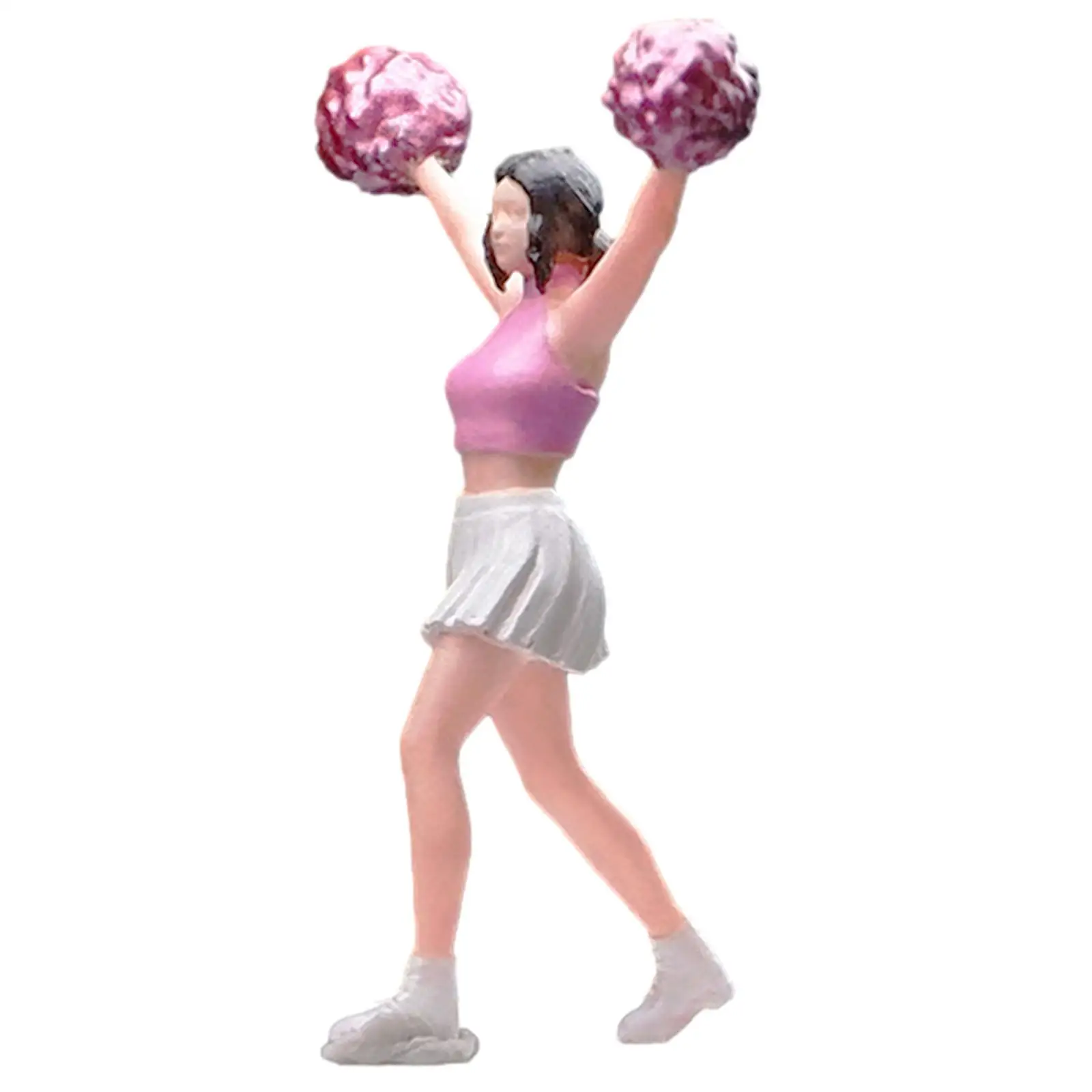 1/64 Scale Cheerleader Girl Model Miniature Dancing Girl Model for Miniature Scene Sand Table Desktop Decoration Micro Landscape