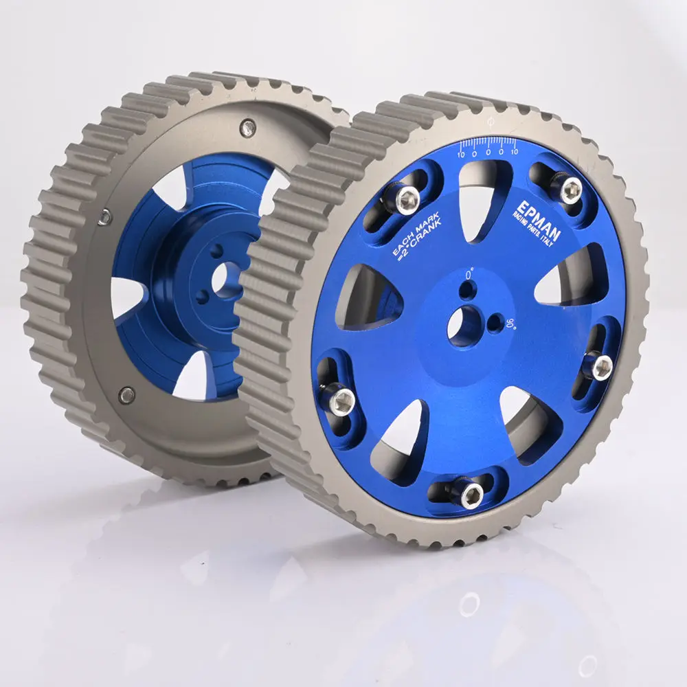 2Pcs Adjustable Cam Gear Aluminium Timing Gear Pulley Kit For Mitsubishi Lancer EVO 1 2 3 4 4G63 4G63T Engine EP-CGEVO1-8-BL