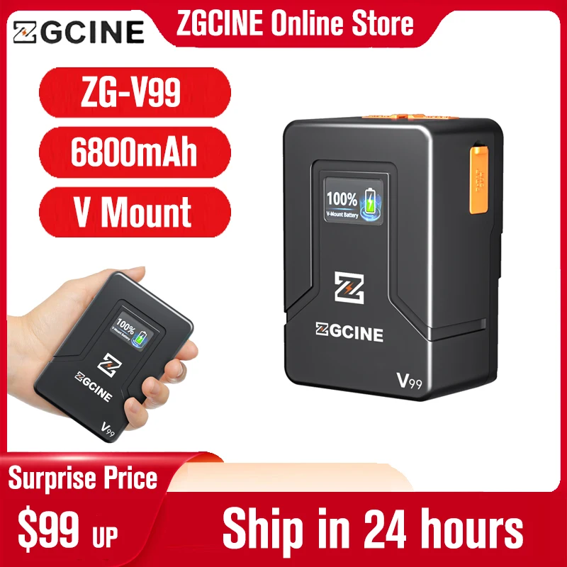 

ZGCINE ZG-V99 V Mount Battery V-Lock Lithium Battery USB Pocket Batteries for Cameras Smartphones Laptops Monitors Video Lights