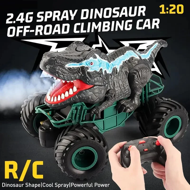Dinosaur Appearance Electric Off-Road RC Animal Car 2.4G Spray Cool Lighting Dual Motor Remote Control Stunt Car Kids Toy Gift 3