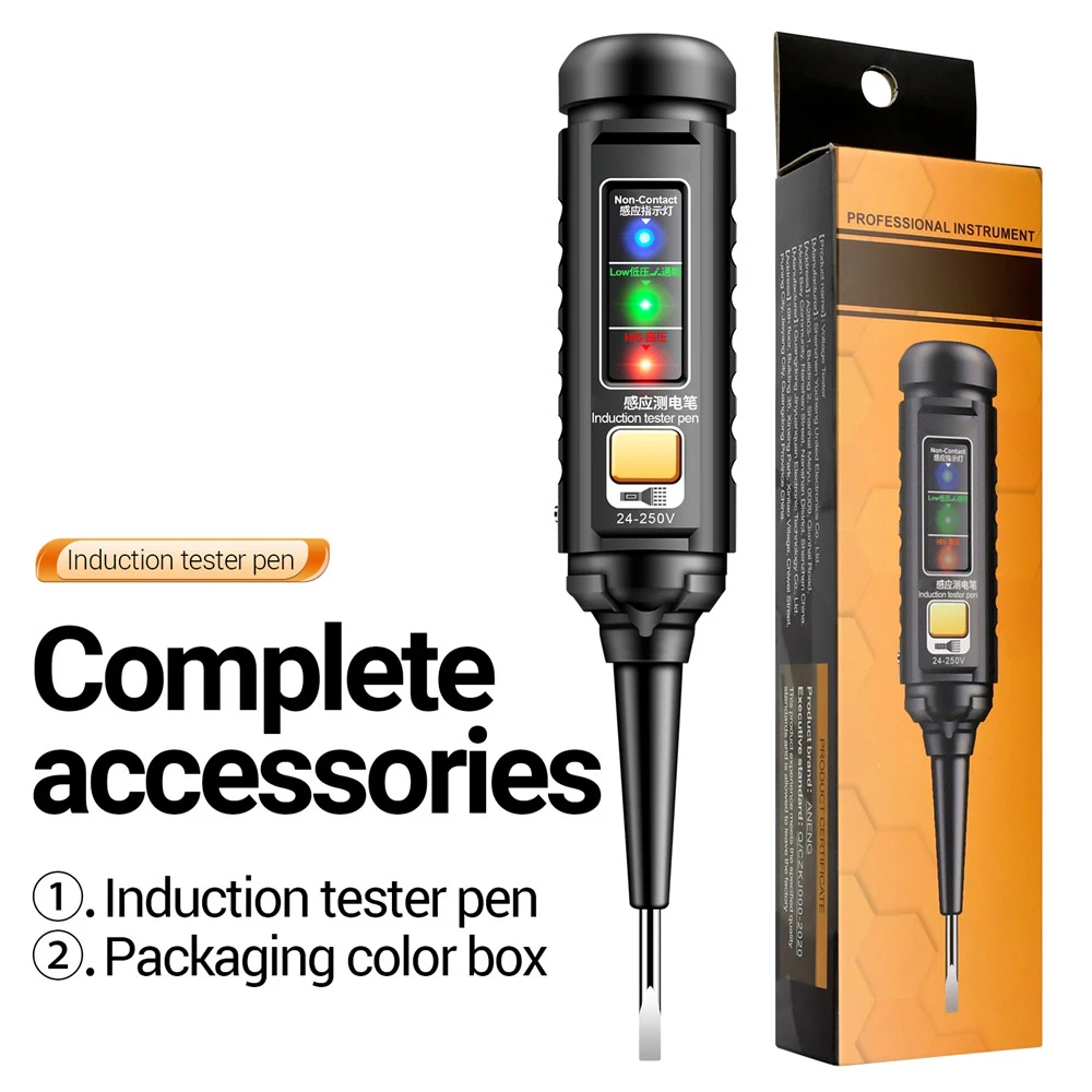 B15 AC25-250V Flat-head Three-color Light Multi-function Detection Tester Pen Electric Screwdriver Probe Audible Visual Alarm 6