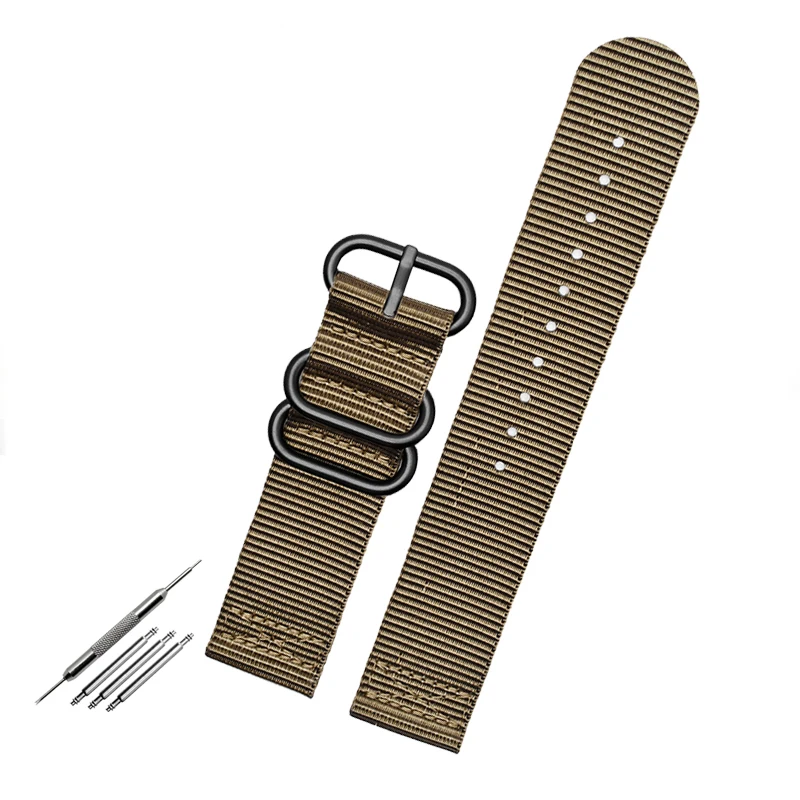 Durable Canvas Nylon Outdoor Sports Watch Strap in Black, Blue, and Army Green