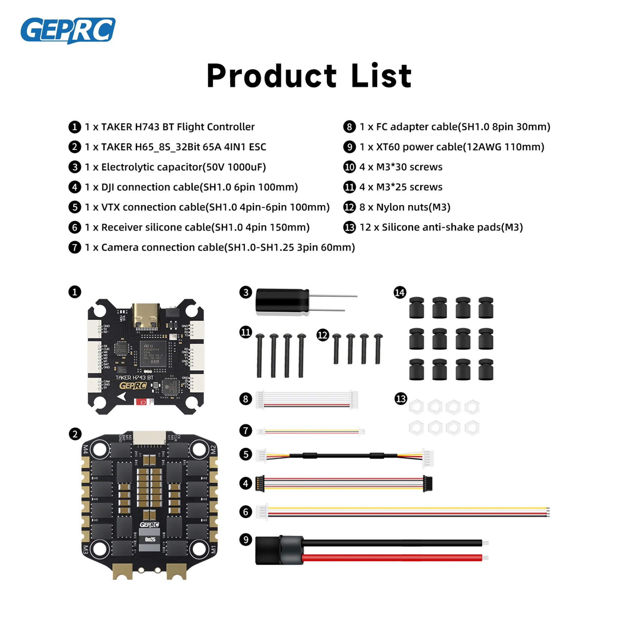 Stack TAKER H743 32bit 65A na dron FPV pre závody - GEPRC