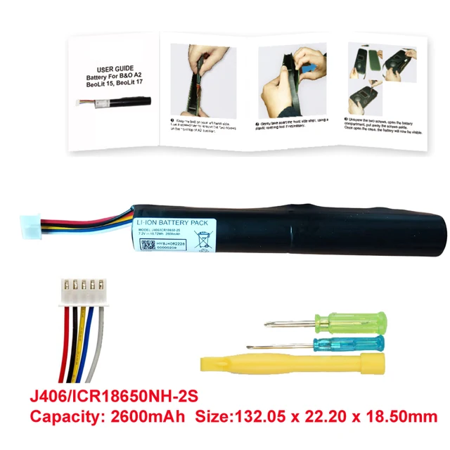 Batteria 3400mAh J406/ICR18650NH-2S Per Bang & Olufsen BeoLit 15, BeoLit 17, BeoPlay A2 - Ricambio Altoparlante Bluetooth - Foto 6