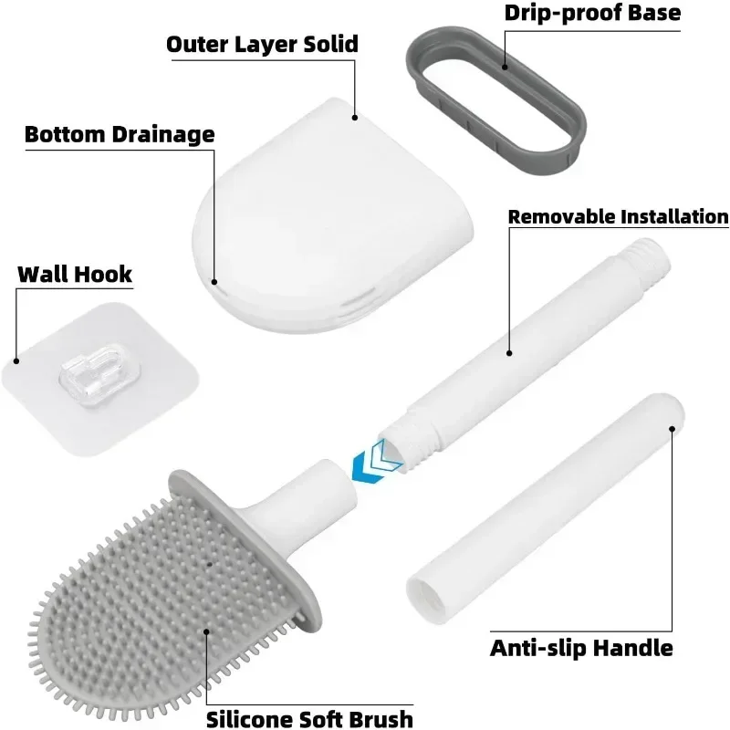Bathroom accessories toilet brush set Accessories for Bath Toilet Brush for Cleaning Toilet Brush No Dead Corners Wall Mounted Cleaning Set
