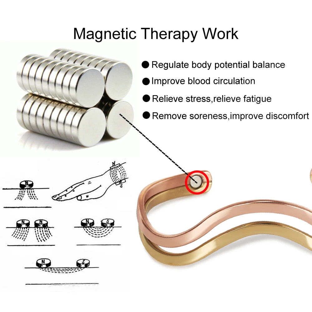 Bangle Bracelet Magnetic Bracelet Pure Copper Bracelet Magnetic Irregular Lines Rose Adjustable Cuff Bangles 7mm Health Energy High Magnet Jewelry Resizable
