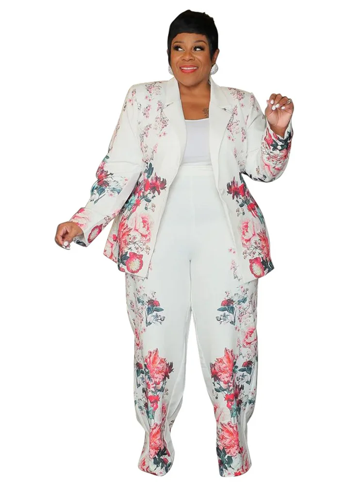 Wmstar Plus Size Two Piece Sets Women Fall Clothing Print Long Sleeve Tops Pants Shirts Matching Suits Wholesale Dropshopping