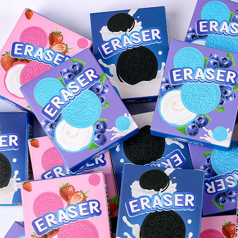 Cartoon Creative Biscuit Eraser Simulation Oreo Student Stationery Traceless Eraser pencil eraser eraser pen plasticine eraser eraser refillable pen biscuit eraser kneadable eraser retractable eraser