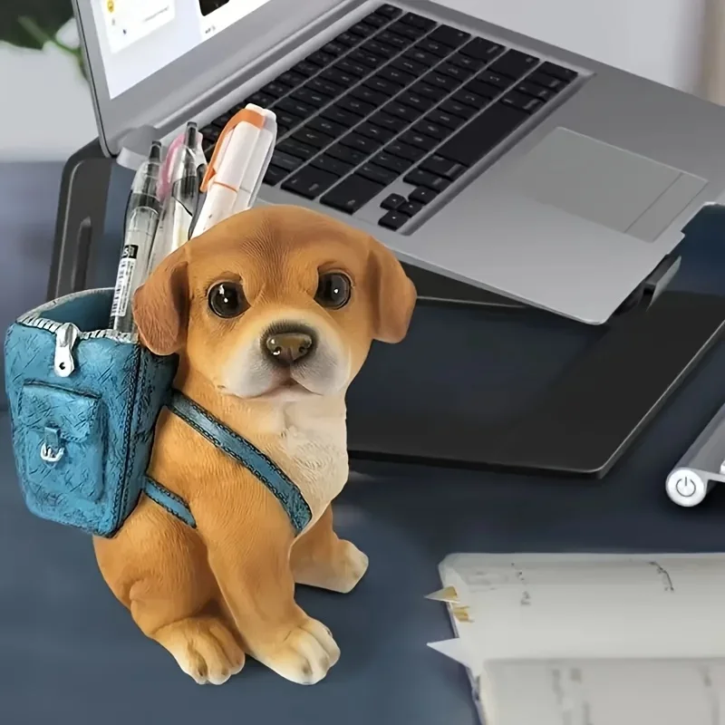 1pc Dog-Shaped Desk Organizer, ABS Material, Backpack Design, Creative, Polished Finish, Portable, Unique, with Pen Holder