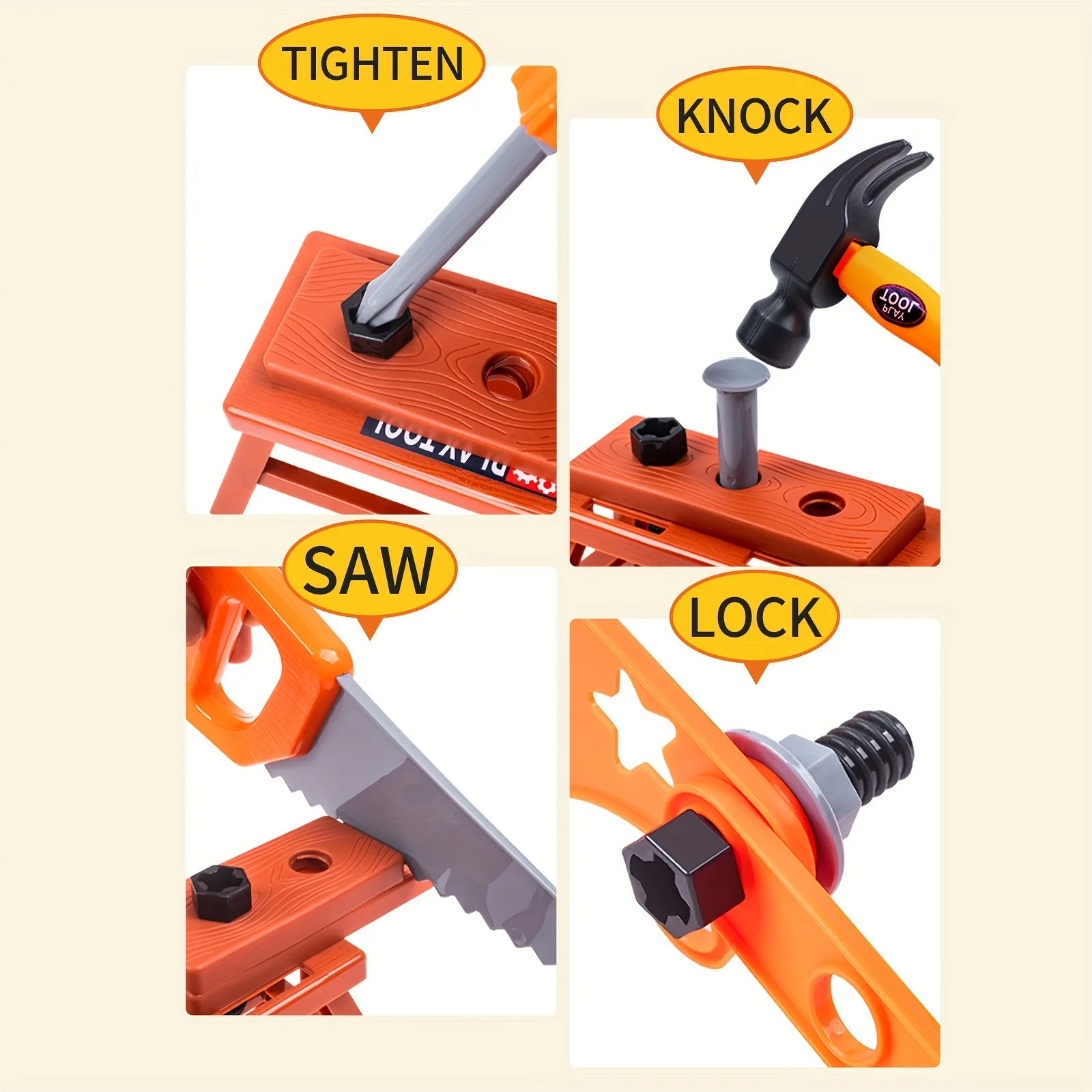 어린이 도구 수리 세트, 망치, 드라이버, 톱, 다기능 수리 시뮬레이션 도구 테이블, 소년의 놀이 집 선물 장난감