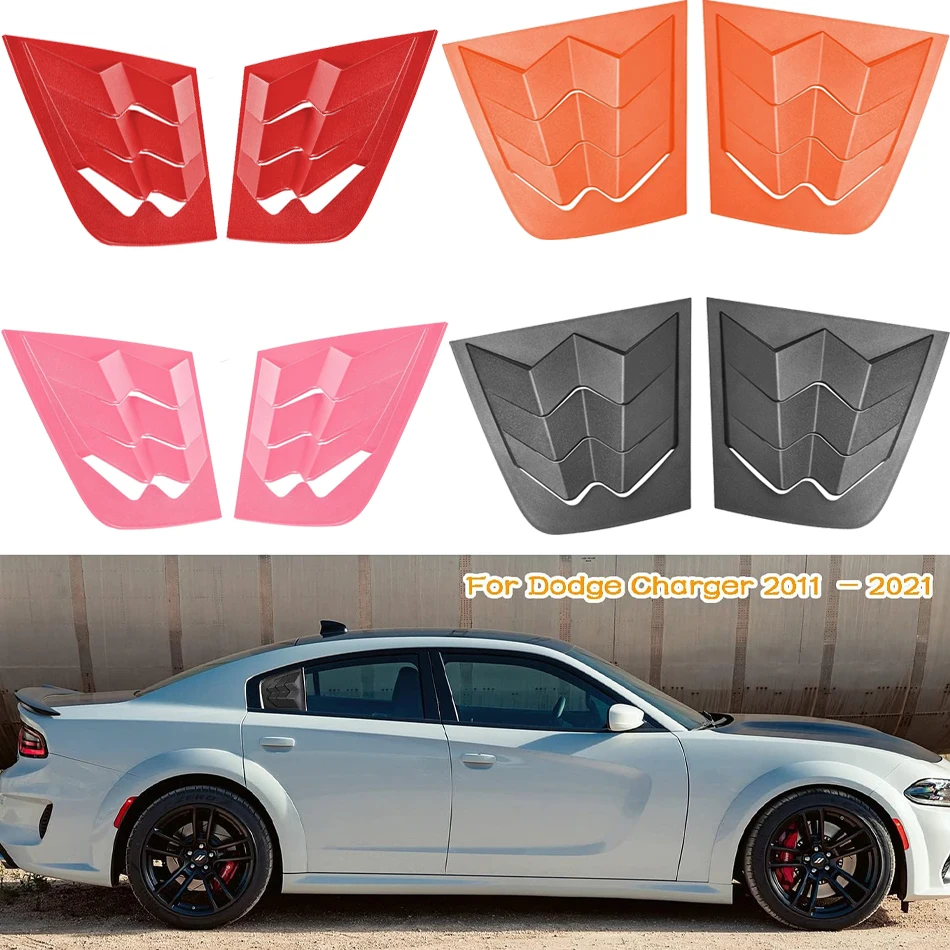 

MX Side Window Louvers Air Vent Scoop Shades Cover Blinds ABS for Dodge Charger 2011-2021 (Matte Black, Pink, Red, Orange)