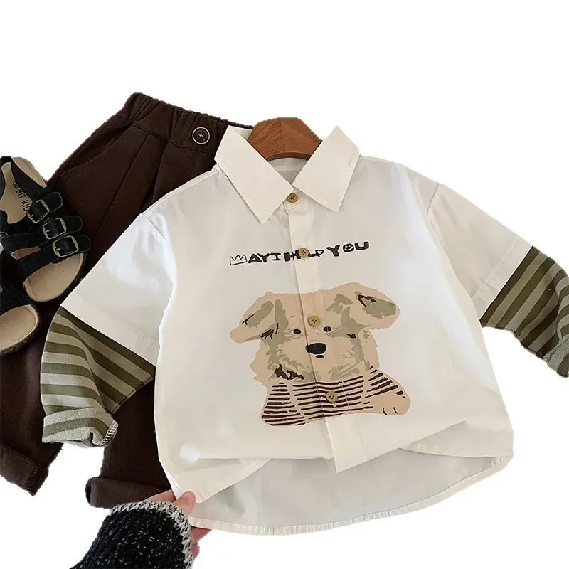 Spring Fashionable Casual Shirt for Boys Kids Trendy Korean Style Top New Shirt for Boys Spring Autumn Handsome