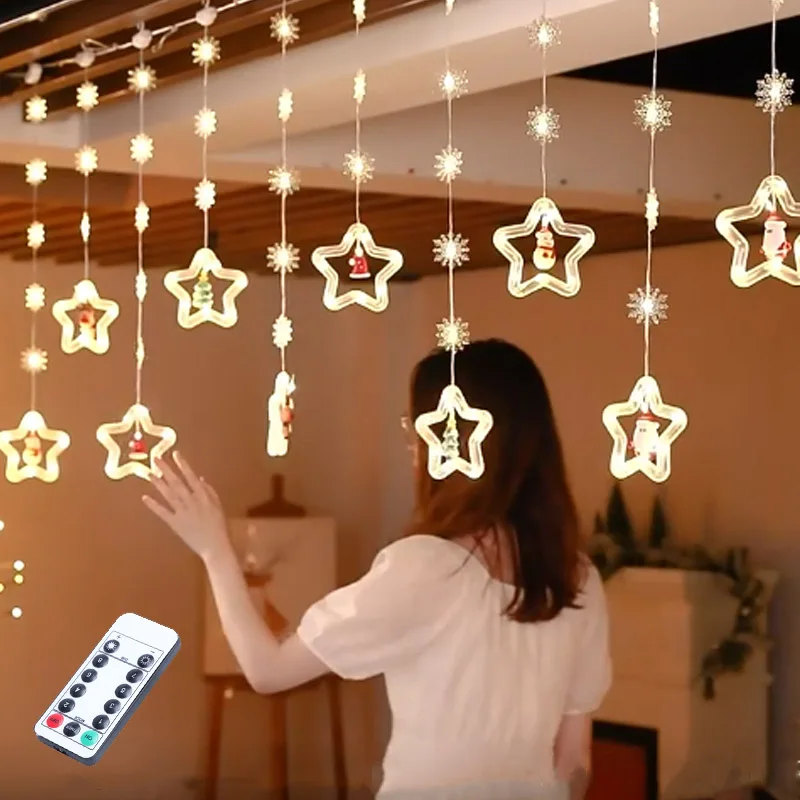 

LED String Lights Christmas Decoration Remote Control USB Wedding Garland Curtain 3M Lamp Holiday For Bedroom Bulb Outdoor Fairy