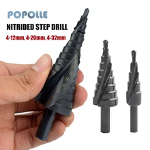 

3PCS HSS Drill Bit 4-32MM Nitrided Spiral Step Drill Triangular Shank Taper Hole Saw Applicable Wooden Metal Reaming Tool