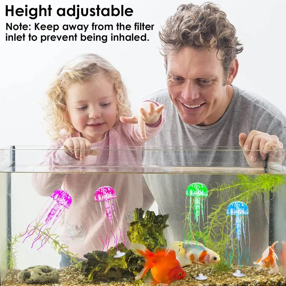 Artificial Swim Glowing Moon Jellyfish Fish Tank Underwater Ornaments Decoration Aquatic Landscape Pet Supplies Home Accessories
