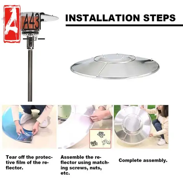 A43F-Patio Heater Shield Replacement Accessories, Top Shield Reflector Aluminum Winter Heater Shield Reflector For Outdoor 1