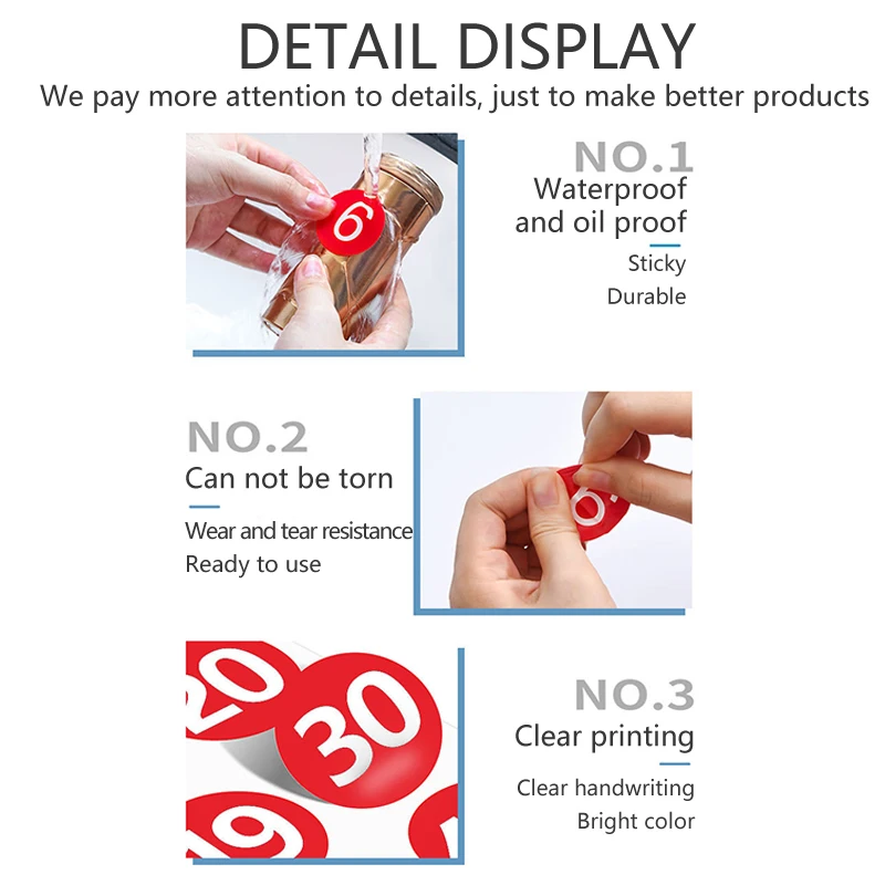 4Sheets 2.54CM Digital Stickers 1-200 Consecutive Number Self-Adhesive Labels DIY Nail Polish Bottle Tableware Scrapbooking