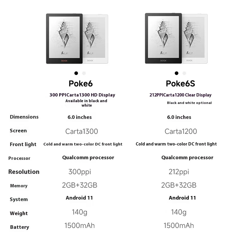 BOOX Poke6 6-inch e-book reader, smart reading, portable electronic notebook 300ppi backlight Bluetooth13 languages in stock