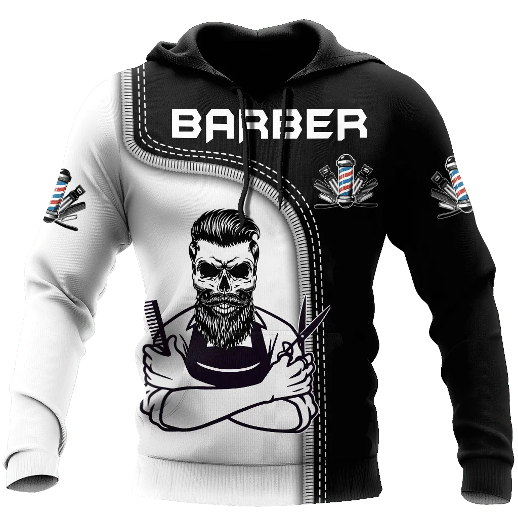 Barber Hoodie Men's Hooded Sweatshirt Hairdresser Occupational Pullover Oversized Harajuku