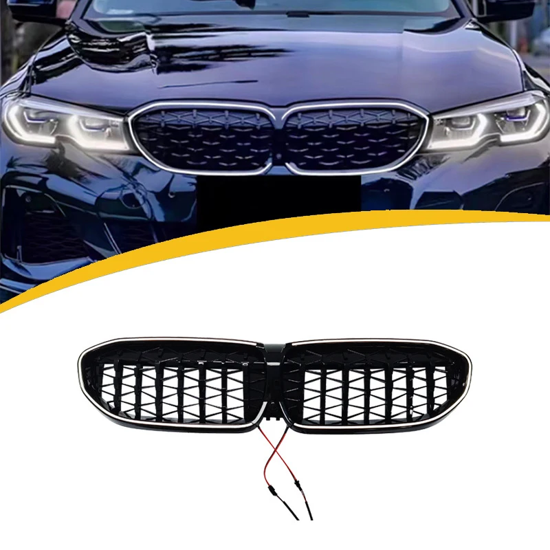 BMW G20 3 시리즈 320i 325i 330i M340i 2019 2020 2021 2022용 LED 포함 프론트 범퍼 그릴, 프론트 레이싱 그릴 바디 키트 튜닝