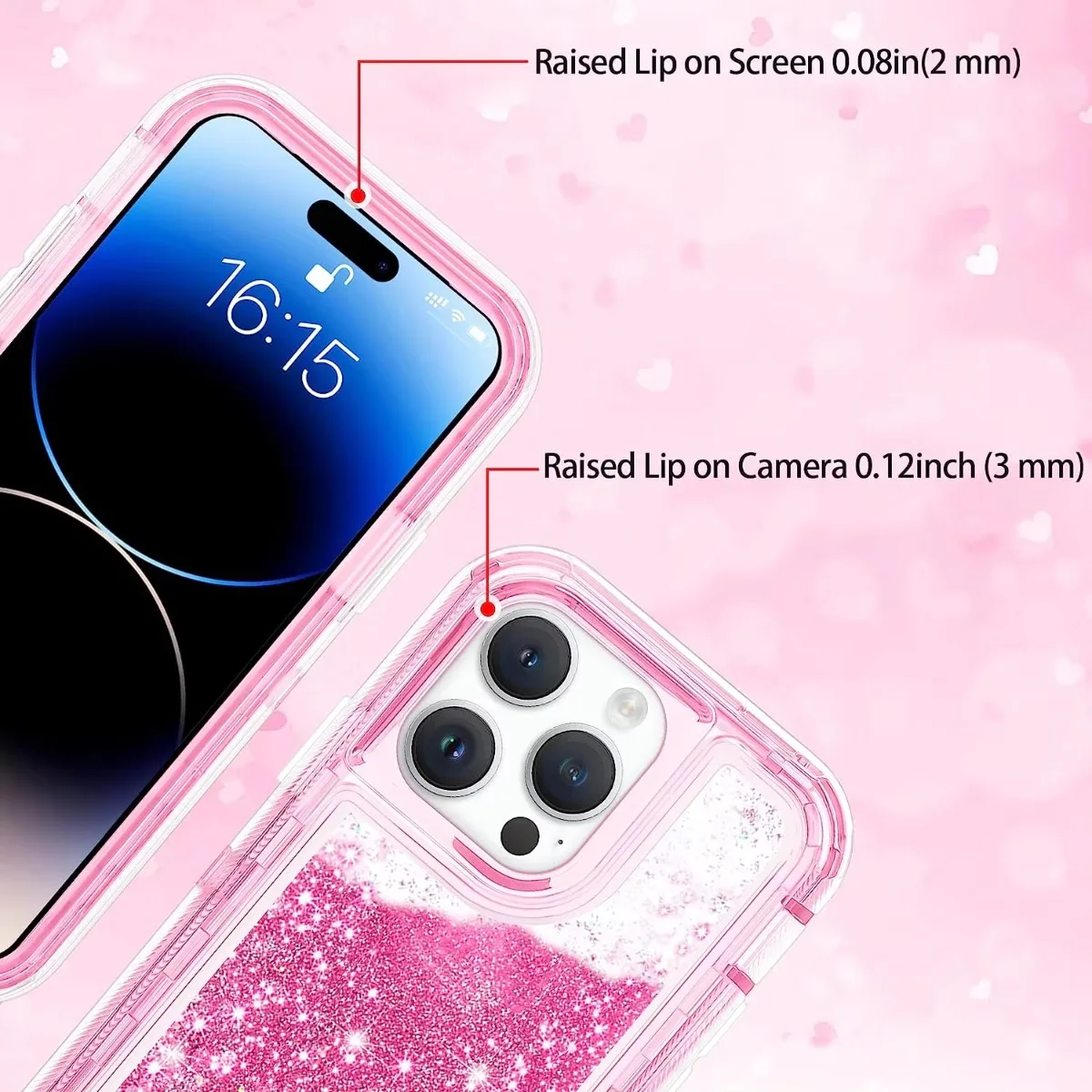 Elegant Glitter Quicksand Heavy Duty Phone Case - 3 in 1 Military Grade Shockproof Protection