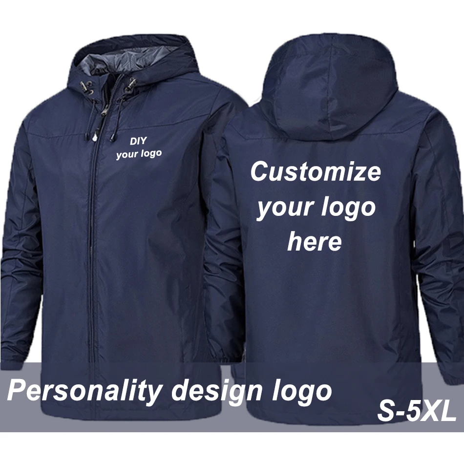 2022 Spring Custom Logo Men Jacket DIY Print Brand Zipper Coat Windproof  Waterproof Jacket Unisex Outdoor Jackets Sportswear