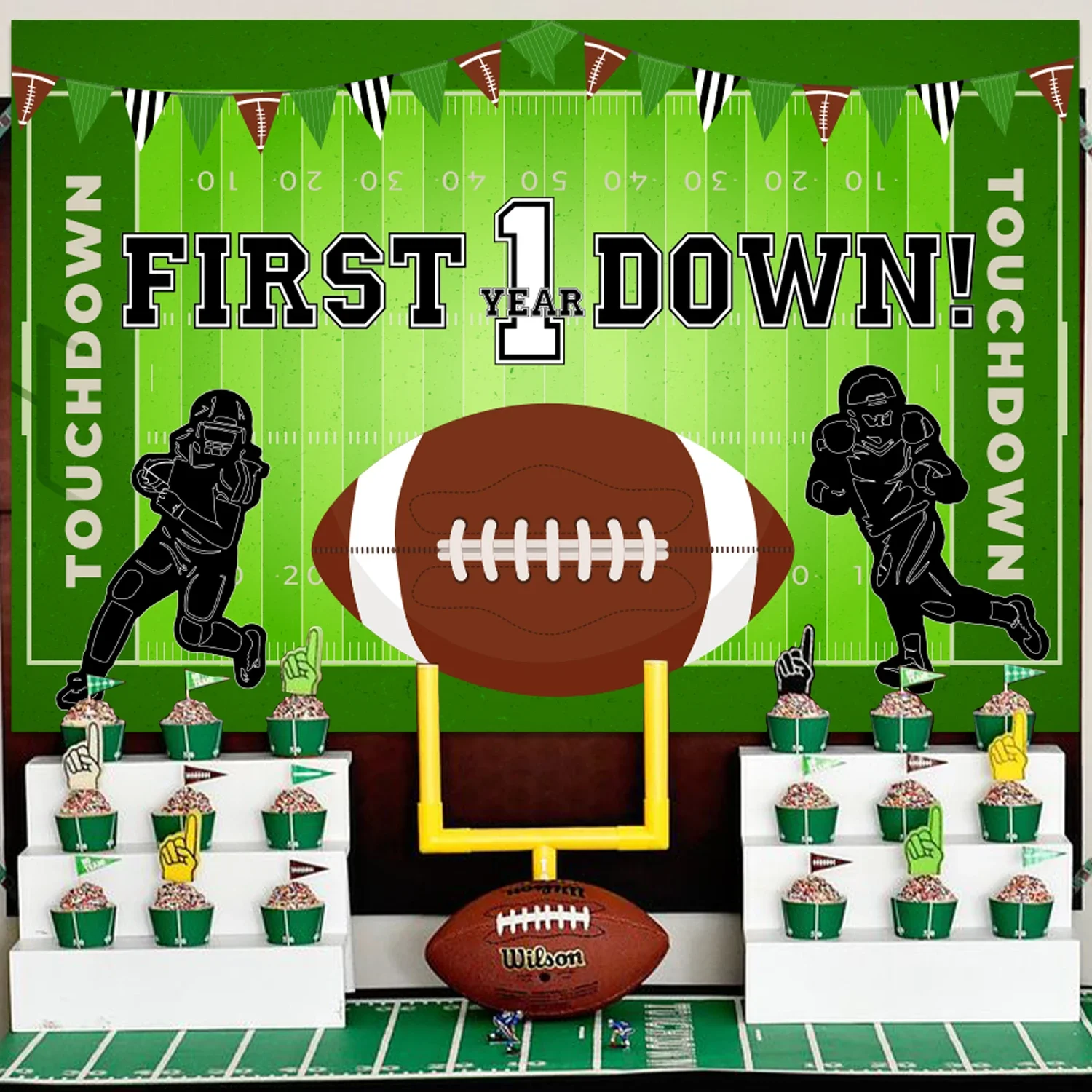 

Rugby Party Banner for Children, Happy Birthday, Photography Background, Cloth Celebration, Children's Stadium
