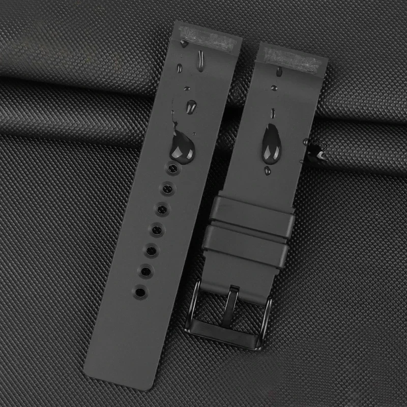 Silicone Black Watch Band - Premium Rubber Strap