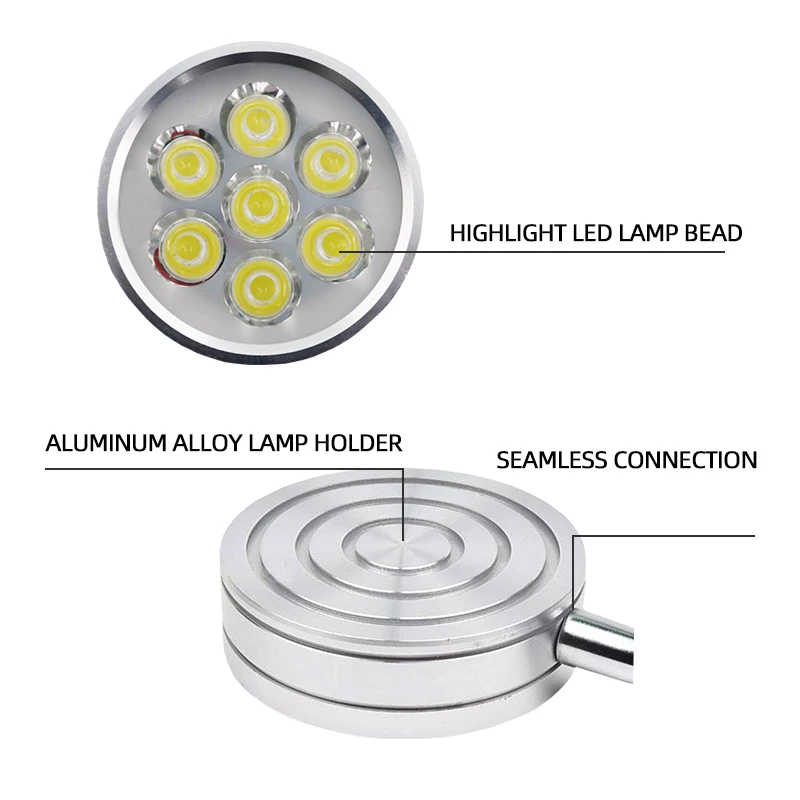 7W LED CNC Magnetic Industrial Lamp Flexible L40cm Gooseneck Machine Tool Light Magnet Base License Plate Lamp