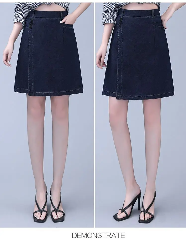 Five point Jeans Skirt Women's Summer Thin Four point Wide leg pants 2026 New Woman Loose Shorts High waisted Short Casual Pants