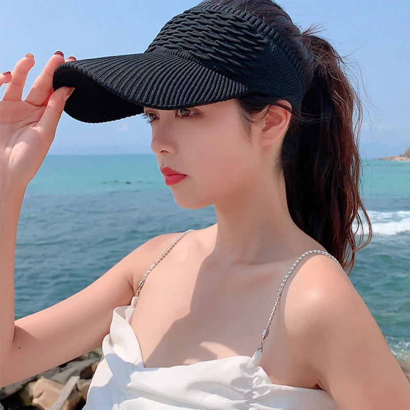 Women's Sun Hats Summer  UV Protection Empty Top Hats Female Outdoor Sunscreen for Tennis Golf Running Sports Peaked_voghion.com