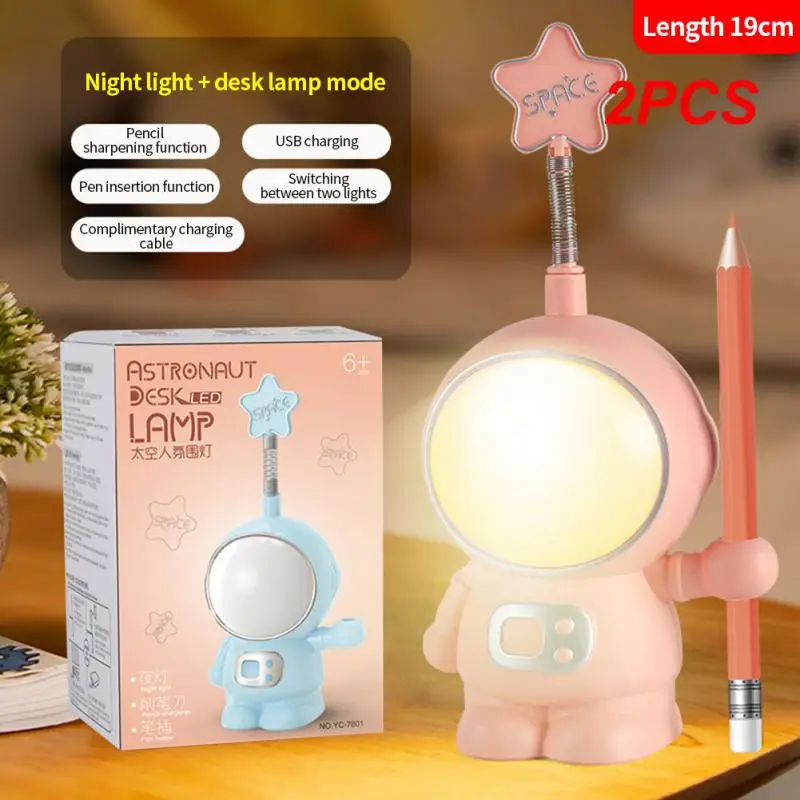 

2PCS Desk Lamp Universal Dimmable 6 Color Eye-protection Charging For Student Study Reading Book Lights Creative Pen Holder