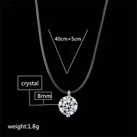 Collier en cristal brillant pour femmes, ligne de pêche transparente, rond en Zircon, ras du cou, chaîne de clavicule minimaliste, bijoux 2